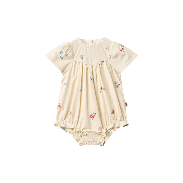 Romper Margit, ivory embroidery flowers, Wheat