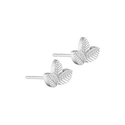 Dahlia post earring w. leaves, silver plated, Pure by Nat