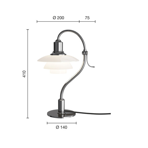 PH 2/2 Question Mark Chrome bordslampa, Louis Poulsen