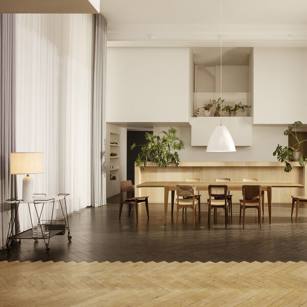 Gravity bordslampa, vit marmor/kanvas, GUBI