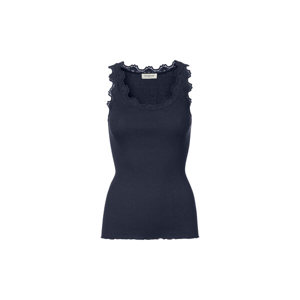 Silk Top w/ Lace , navy, Rosemunde