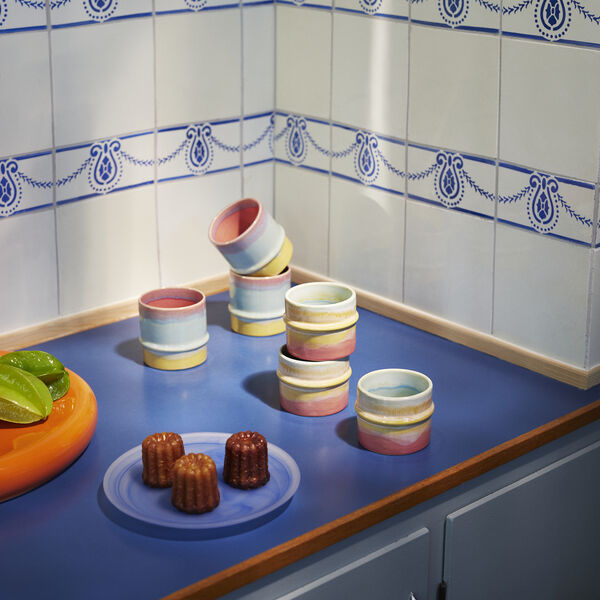 Poppery mugg, pink/mint/gul, K&auml;hler