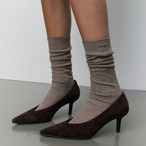 BEATHASW KNEE SOCK x 2, camel melange, Sofie Schnoor