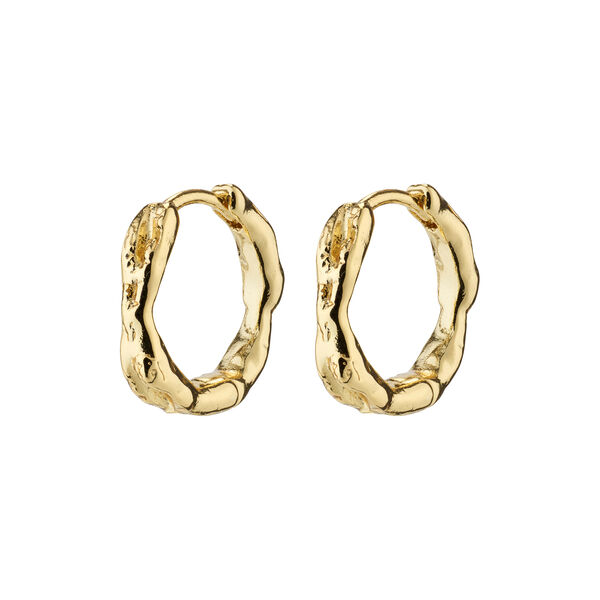 EDDY recycled organic shaped sm&aring; hoops, gold-plated, Pilgrim