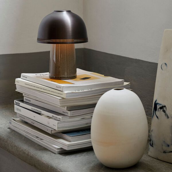 Raku SH8 Portable Table Lamp, beige grey/bronzed, &Tradition