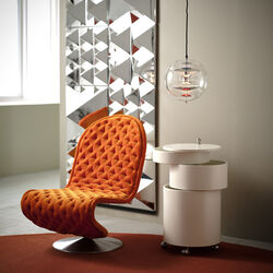 VP Globe Pendant, chrome/red/blue, Verpan