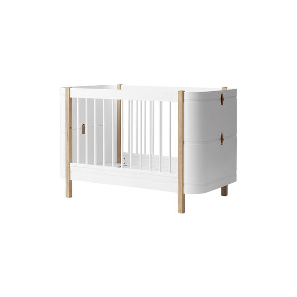 Wood Mini+ Cot Bed excl. Junior Kit 68x122 cm, white/oak, Oliver Furniture