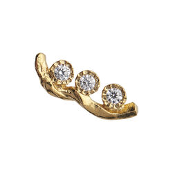 Flow Earring with Three Stones Single, gold, Stine A Jewelry