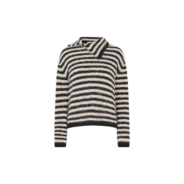 Packermd rollneck, black beige stripe, Modström