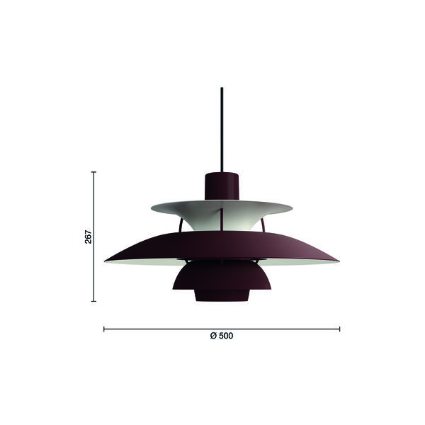 PH 5 Monochrome Pendant, monochrome burgundy, Louis Poulsen
