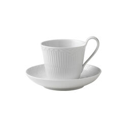 White Fluted Half Lace kopp och fat 24 cl, Royal Copenhagen