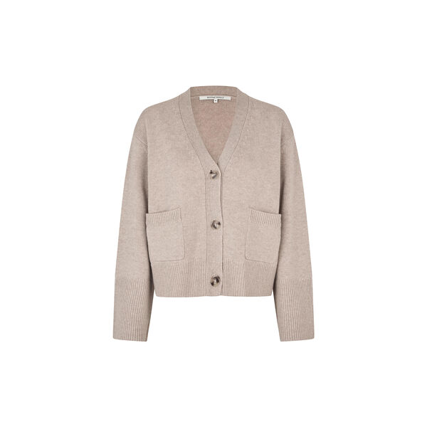 Alpha Knit Cardigan, mid brown melange, Second Female