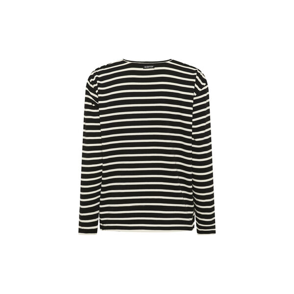 DellaIW V-Neck T-Shirt, black / whisper white stripe, InWear