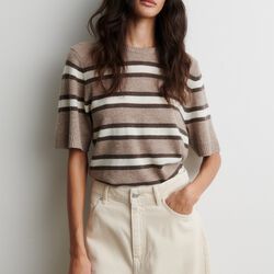 Vilna Knit SS O-Neck, light beige melange, Second Female