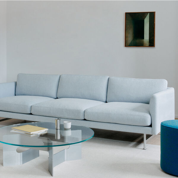 5625 Calmo 3-seater Chaise Sofa, Ecriture 0710/chrome, Fredericia Furniture