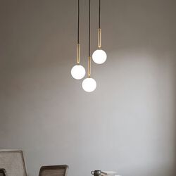Miira 3 Pendant, brass/opal white, Nuura