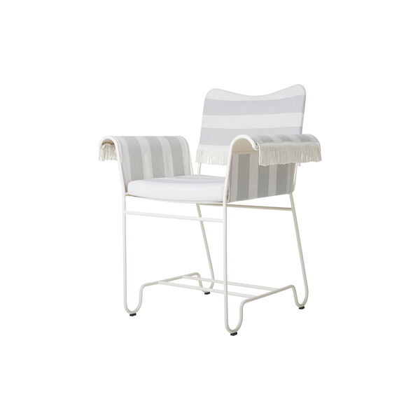 Tropique  Dining Chair with Fringes, Leslie Stripe Limonta 20/classic white semi matt Tropique  Dining Chair with Fringes, Leslie Stripe Limonta 20/classic white semi matt, GUBI