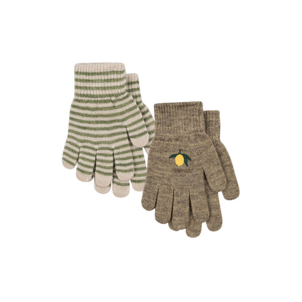 2 Pack Filla Gloves, lemon/stripe, Konges Sløjd