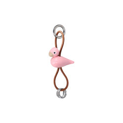 F&aring;gel nyckelring med naturl&auml;der, rosa, Kay Bojesen Denmark