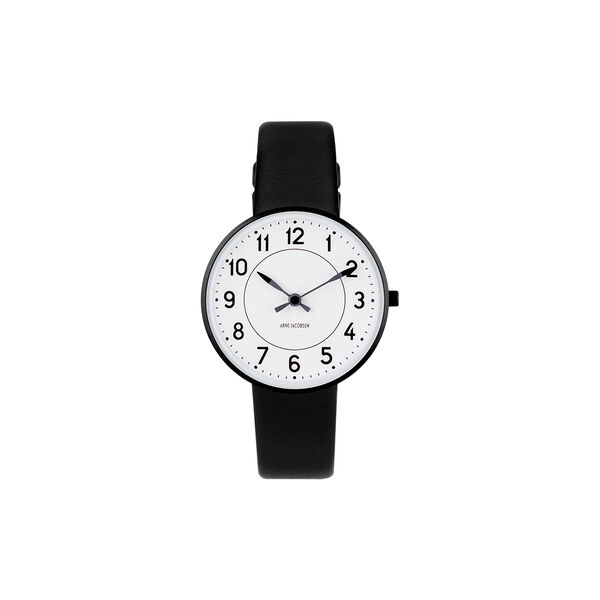 Station armbandsur, white/black/black, Arne Jacobsen Watches