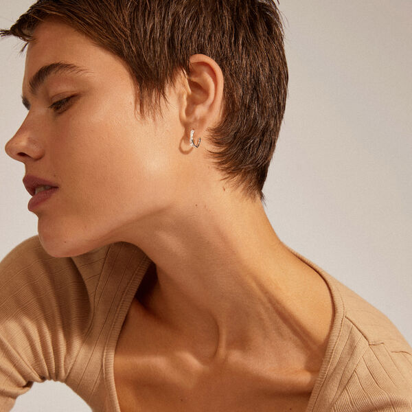 EDDY recycled organic shaped sm&aring; hoops, silver-plated, Pilgrim