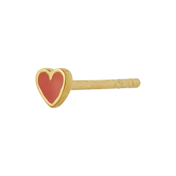 Petit Love Heart Coral Enamel Single, gold, Stine A Jewelry