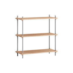 Shelving System &ndash; S.85.1.A, oak/stainless steel, MOEBE