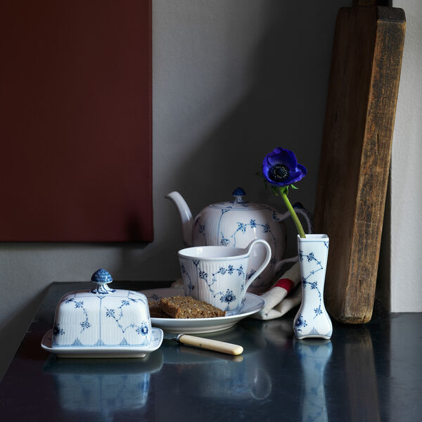 Blue Fluted Plain smörask med lock, Royal Copenhagen