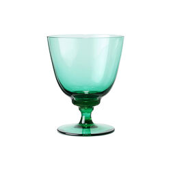 Flow glas på fot, emerald green, Holmegaard