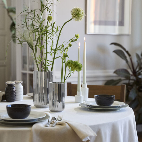 Rhombe Salt- och pepparset, white/slate, Lyngby Porcel&aelig;n