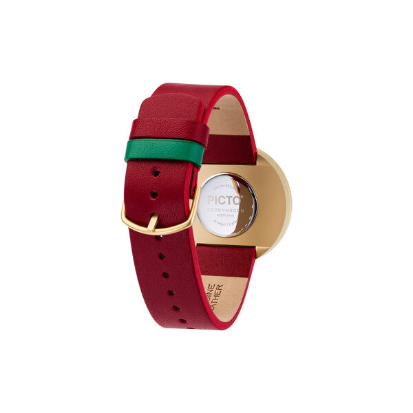 PICTO armbandsur, dusty green/matt gold/ruby red, Picto