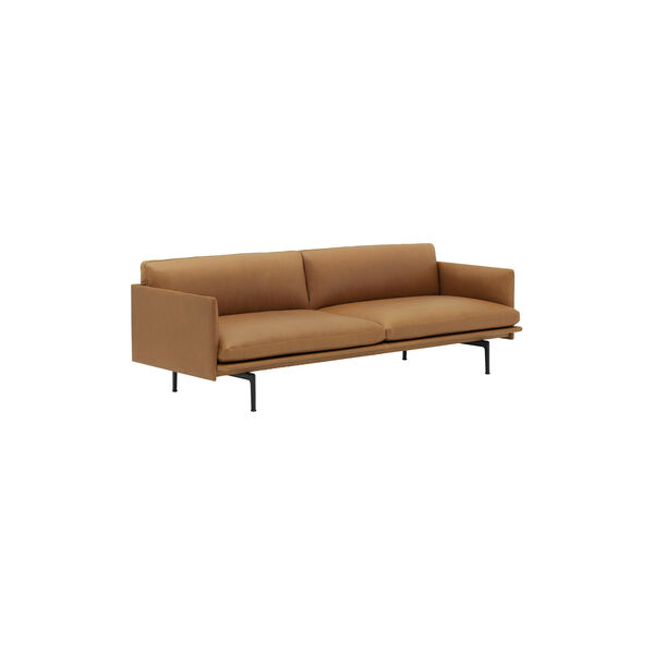 Outline Sofa 3-seater, refine leather cognac/black Outline Sofa 3-seater, refine leather cognac/black, Muuto