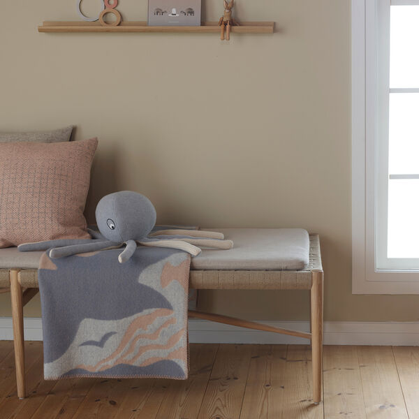 BIRD and FISH Half Size Throw, grey/beige, Røros Tweed