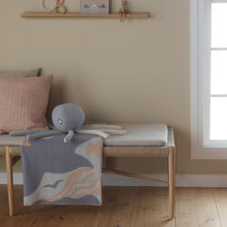BIRD and FISH Half Size Throw, grey/beige BIRD and FISH Half Size Throw, grey/beige, Røros Tweed