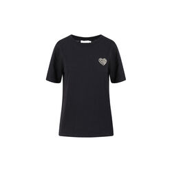 T-shirt with beaded heart patch - Mid sleeve, black, Coster Copenhagen
