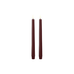 LED taper candle 2-pack, wine red, Uyuni Lighting