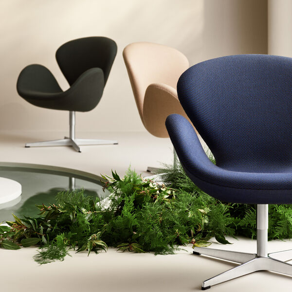 Swan&trade; 3320 Loungestol, svart/blue 0798, Fritz Hansen