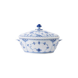 Blue Fluted Half Lace terrin med lock 59 cl, Royal Copenhagen