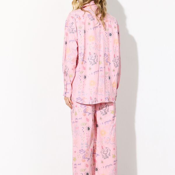 Zoe Trousers, pink sea creatures art print, HUNK&Oslash;N