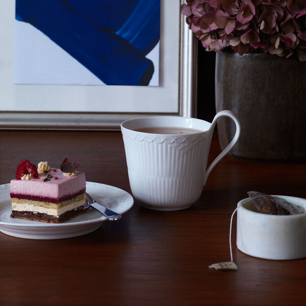 White Fluted Half Lace högt handtag, Royal Copenhagen