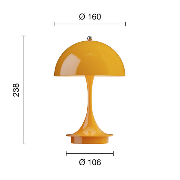 Panthella 160 Portable Table Lamp, opaque orange, Louis Poulsen