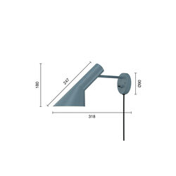AJ v&auml;gglampa, dusty blue, Louis Poulsen