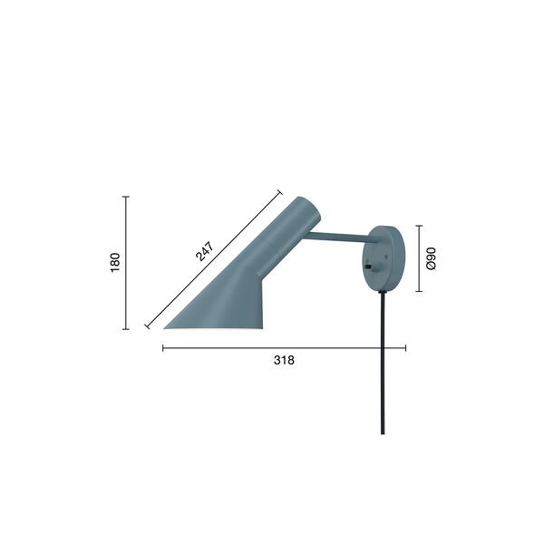 AJ v&auml;gglampa, dusty blue, Louis Poulsen