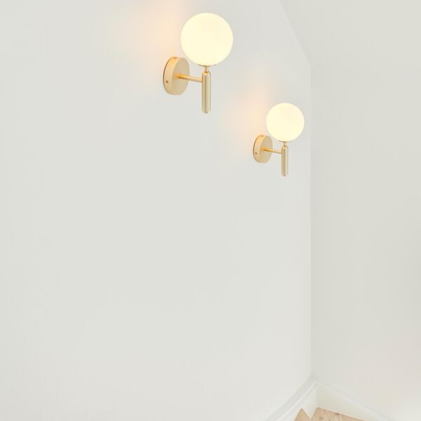 Miira Wall Lamp, brass/opal, Nuura