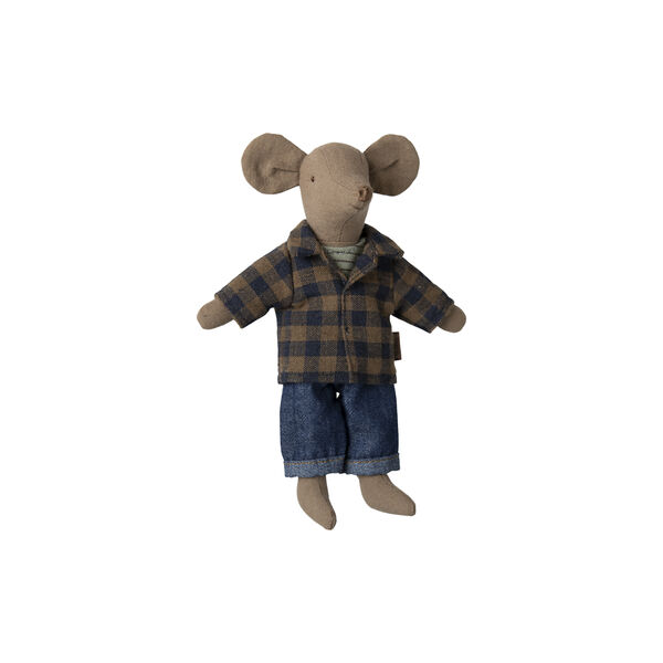 Rutig brun skjorta och byxor till Pappa mus, Maileg