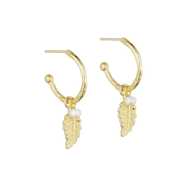 Linn hoops w. pendant, guldpl&auml;terat, Pure by Nat