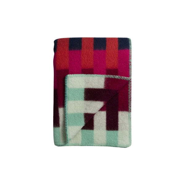 ÅSMUND BOLD Throw, red/turquoise ÅSMUND BOLD Throw, red/turquoise, Røros Tweed