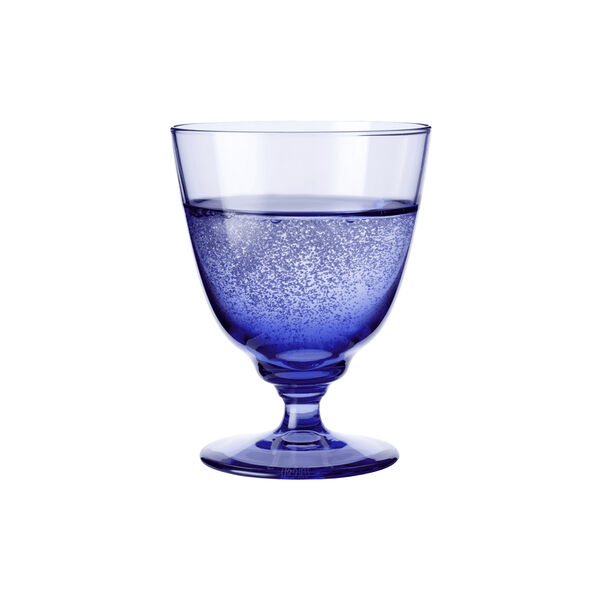 Flow glas på fot, mörkblå, Holmegaard