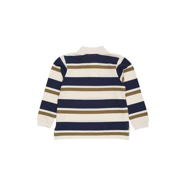 Striped Pique Polo w. LS, green combi, Copenhagen Colors Organics