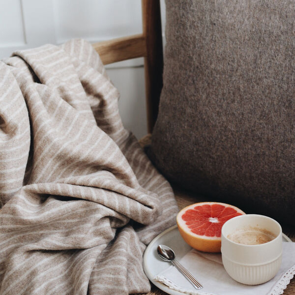 Stripes pläd, camel, ELVANG